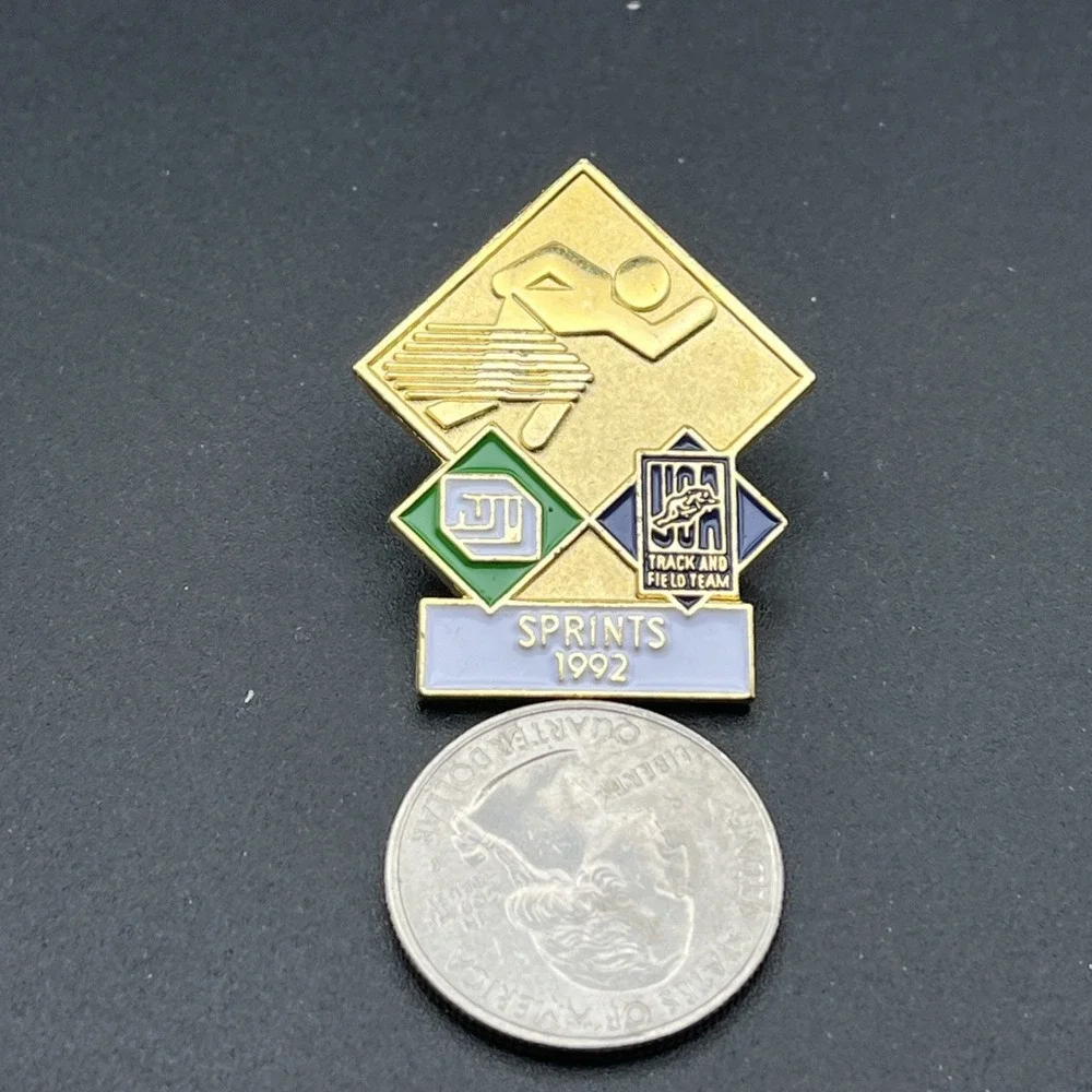 1992 Barcelona Olympics USA Track & Field Team Sprints Gold‎ Tone Lapel Hat Pin